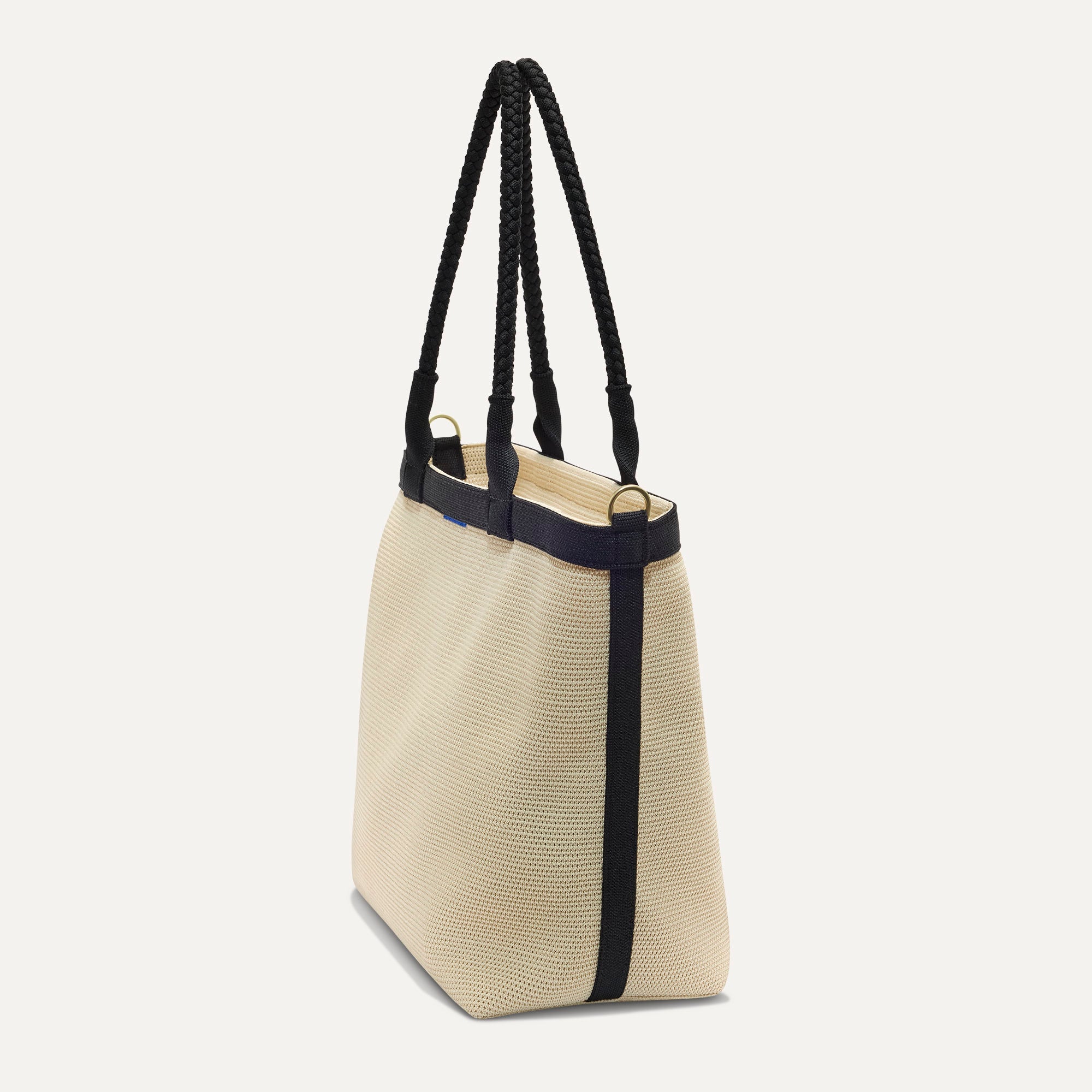 The Lightweight Zip Tote - Black and White Raffia-Knit - Image 4