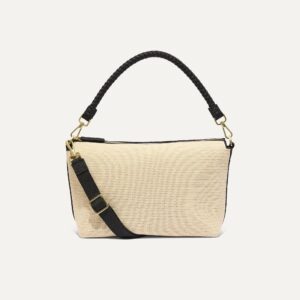 The Daily Crossbody - Black and White Raffia-Knit